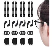 COYUN 16 Pairs Non-Slip Ear Hooks, Soft Silicone Eyeglasses, Nose Eyeglasses, Temple Tips Retainer Sleeve Holders Ear Hooks, Eyeglass Pads, Black