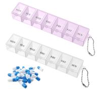 COYUN 2 pcs pill box, 7 days, pill box, 7 days, rainbow pill box, 7 days pill box, 7 day pill box, 7 days pill organiser, tablets, weekly box, medication box, easy to open