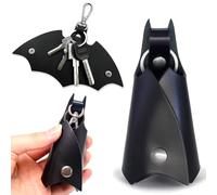 COYUN 2 Pieces Bat Shaped Car Keychain, Creative Motorcycle Keychain, PU Leather Keychain, Personalized Keychain, Women Man, Key Holder Car Accessories, Black