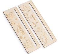 COYUN 2 x Reading Aid and Ruler for School Child, 17 cm Ruler with Name, Gift for Back to School, First Day of School Gift, Made of Wood