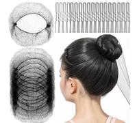 COYUN 40 Pieces Hair Nets with 50 U-Shaped Hair Pins for Women, Invisible Bun Net, Maid Nurse, Hostess, Ballerina, Chef