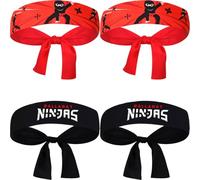 COYUN 4pcs Ninjas Headband Set, Ninja Party Accessories, Black Red Ninjas Party Headband, Classic Ninja Headband for Children, Ninja Headband Ninja Party Gifts for Karate, Birthday Party