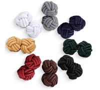 COYUN 8 Pairs Men's Shirt Cufflinks, Silk Knot Cufflinks, High Quality Cufflinks for Men, Vintage Silk Knot Cufflinks for Men Women, Round for Business Wedding Gift
