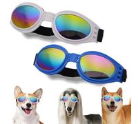 COYUN Pack of 2 Sunglasses for Dogs, Dog Glasses for Small Dogs, UV Protection, Windproof, Waterproof, Pet Sunglasses with Adjustable Elastic Band, Black, Red