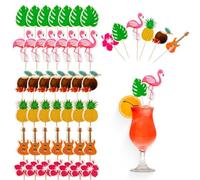 COYUN Pack of 48 Cocktail Sticks, Finger Food Skewers, Cocktail Sticks, Wooden Toothpicks, Bamboo Cocktail Picks, Toothpicks with Cute Decoration for Cocktails, Appetizers, Fruits, Desserts