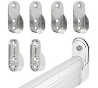 COYUN Pack of 6 Oval Wardrobe Rail Holder - Storage for Cupboard Pipes in Silver Colour Cupboard Tube Storage Oval Holder for Clothes Rail Cupboard Metal Clothes Rail Holder for Oval Rod