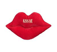 coz-e-living Deep Pink Red Velour Emoji LIPS Shaped Cushion, Pop Up Soft Plush Pillow, Fun Birthday Present, Valentines Day Decoration Xmas Gift for Boyfriend Girlfriend, Him or Her