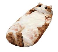 Coz y Cat Sleeping Bags for Humans Adults, Adorable Plush Cat Shaped Print Envelopes Sleeping Bag, C at Themed Washable Warm Blanket for Camping Travel And Home Lounging