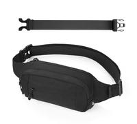 Cozary Bum Bag Men and Women - Stylish Belt Bag with Extension Strap - 4 Compartments Each with Zip - Ideal for Outdoor Activities Such as Sports, Running, Hiking, Black, Outdoor Belt Bag with