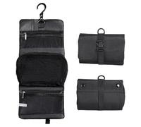 Cozary Hanging Toiletry Bag - Durable Oxford Fabric - Hook - Compact Cosmetic Bag - Ideal for Business Trip, Holiday, Camping, Fitness - Black