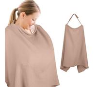 Cozary Nursing Cover for On The Go, Nursing Apron, 76 x 110 cm, Soft and Breathable Nursing Scarf, Cotton, Nursing Cover for Breastfeeding with Back Adjustable Strap, Adjustable Strap, Khaki