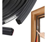Cozary Self-Adhesive Door Seal, 10 mm x 7.5 mm, Rubber Sealing Tape for Front Door and Window, Draught Excluder, Soundproofing, Waterproof, Dustproof - Sealing Tape (6 M, Black)