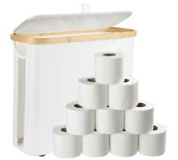 Cozary Toilet Paper Storage Basket with Lid - 25L Bathroom Organiser, Foldable Toilet Roll Storage, Space Saving Storage Box for Bathroom, Waterproof, 43 x 35 x 17 cm