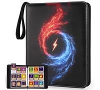 COZCLAM 900 Pockets Card Binder for TCG, MTG, Sports Cards, 9-Pocket Trading Card Album with 50 Sleeves, Baseball Football Card Holder with Zipper Closure, Lay-Flat Collection Binder