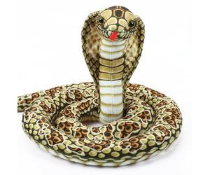 CozDazz 67-Inch Realistic Cobra Snake Stuffed Animal Plush, Giant Lifelike King Snakes Plush Toy, Long Fake Animals Plushie Gifts for Kids Boys Girls, Jungle Halloween Party Decor (Brown)