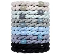 COZEASY Pack of 12 Elastic Hair Bobbles without Metal Braided No Pull or Damage Ponytail Holder, Elastic Hair Bands for Women & Girls Thick and Curly Hair (Set 18)