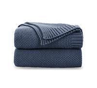 CozeCube Blue Throw Blanket for Couch, Soft Cozy Cable Knit Throw Blanket for Bed Sofa Living Room, Lightweight Warm Decorative Farmhouse Christmas Throw Blanket, 50"x60", Dusty Blue