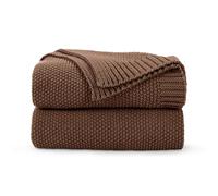 CozeCube Brown Throw Blanket for Bed, Soft Cozy Cable Knit Throw Blanket for Twin Bed, Lightweight Warm Decorative Farmhouse Christmas Throw Blanket for Couch Sofa, 60"x80", Dark Brown