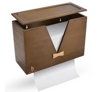 Cozee Bay Bamboo Paper Towel Dispenser, Paper Towel Holder with Lid for Home and Commercial, Wall Mount or Countertop (Vintage Brown)