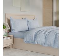 Cozee Home Small Spot Velvetsoft 4 Piece Duvet Set w/ Contrast Trim BLUE KING SIZE