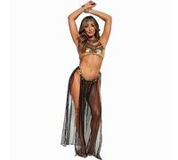 Cozep Women's Cleopatra Costume Queen of Egypt Sexy Halloween Cosplay Dress Up Birthday Party Outfit (L, Gold)