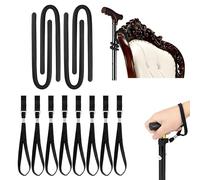 COZERI 10PCS Walking Stick Holder + Wrist Straps, 360° Rotatable Prevents Falling Cane Holder Walking Stick Clip Accessories Set, Table Canes Crutches Wheelchair Accessories