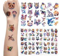 COZERI 120PCS Kids Temporary Tattoos - Cute Animal-Themed (Panda/Tiger/Whale/Owl) Waterproof Safe Temporary Tattoos, Ideal for Birthday Christmas Parties/Friendship Gatherings/Petting Zoo Events