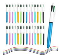 COZERI 28PCS 4 in 1 Multicoloured Pen - Retractable Ballpoint Multi Colour Bic Pen All 4 in One, Office School Stationery for Kids Students Teachers (Black, Purple, Green, Orange, Teal, Blue, Pink)