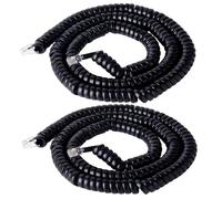 COZERI 2pcs 5 Meters Telephone Phone Handset Cable, Coiled Telephone Cord Cable Black, Universal 4P4C RJ9 Telephone Extension Cable, Flexible Phone Cables for Landline for Office and Home Use, 16ft