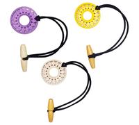 COZERI 3PCS Elastic Dreadlock Hair Tie - Extra Long Elastic Hair Tie Ponytail Holders for Long Dreads, Braids, Thick Curly Hair, Hair Loc Ties with wood Knot Carving Embedded Horn Toggle Accessories