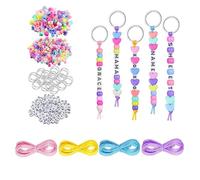 COZERI 566PCS Keyring Keychain Making Kit - DTY Key Rings for Crafting Includes Keyring Chains, Letter Bead, Beads Heart Bead, Cords, Make Your Own Keyrings for Party, Bestie Birthday