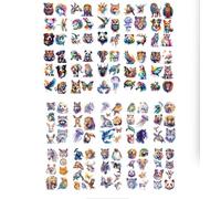 COZERI 60PCS Kids Temporary Tattoos - Cute Animal-Themed (Panda/Tiger/Whale/Owl) Waterproof Safe Temporary Tattoos, Ideal for Birthday Christmas Parties/Friendship Gatherings/Petting Zoo Events