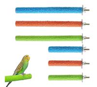 COZERI 6PCS Parrot Paw Grinding Perches - Colorful Wooden Quartz Parrot Budgie Birdcage Perches Stand for Cage, Bird Perch for Budgies, Parakeets, Cockatiels & Lovebirds (Orange Red+Blue+Green)