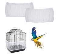 COZERI Bird Cage Seed Catcher Cover - Adjustable Circumference Nylon Mesh Bird Cage Cover, Stretchy Dustproof Ventilate Elastic Buckle for Budgie Indoor Homes (30cm height, 140-180cm)