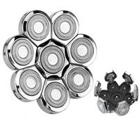 COZERI Men's Bald Razor, Replacement Blade Head for Bald Razors, 8D Wet and Dry Shaving Heads, Universal Head Shaver for Men, Self-Sharpening Blades, Efficient Shaving, Silver