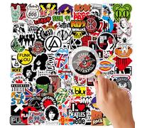 Cozevdnt 102pcs Rock Band Stickers, Classic Rock Music Stickers, Colorful Vinyl Waterproof Punk, for Personalize Laptop, Electronic Organ, Guitar, Skateboard, Luggage Graffiti Decals