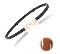 Cozevdnt Black Fashion Women's Thin Belts, 1Pcs Ladies Gold Buckle Skinny Belts for Jeans Dresses Dress