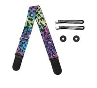 Cozeyat Guitar Shoulder Strap for Electric/Acoustic Guitar/Bass,Premium Polyester&Leahter Ends Guitars Belts,Comfortable, Rainbow Leopard, One size