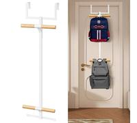 COZFUR Over The Door Backpack Hanger, 2-Tier Metal Backpack Storage Rack Space-Saving Schoolbag Bookbag Backpack Hangers for Closet