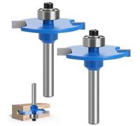 COZHYESS 2Pcs 3 in 1 Biscuit Jointer Router Bit, 1/4”Shank Biscuit Joint Slot Cutter Router Bits & 3 Bearing Set, Slot Woodworking Tool for Plywood Slotting, Grooving, Rebating