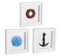 COZHYESS 3 Pack Nautical Hanging Ornament Decoration, Ocean Theme Decoration, Coastal 3D Wall Art with Seashell, Anchor and Lifebuoy, Rustic Coastal Bathroom Decor, for Home or Beach House