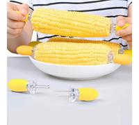 COZHYESS 8 Pcs Corn Cob Holders, Stainless Steel Corn Cob Holder, BBQ Fork, Barbecue Tool,Sturdy and Safe, BPA-free and EasyTo Clean, for BBQ, Outdoor Picnic, Camping, Garden Dinning, 12 * 5 * 5 cm