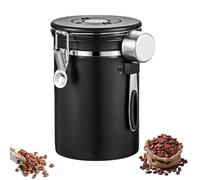 COZHYESS Airtight Coffee Canister, Stainless Steel Container, 1.8L Airtight Coffees Container, Tea Sugar Canisters, with Measuring Scoop & Date Tracker for Coffees, Tea, Sugar, Nuts