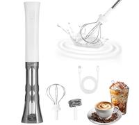 COZHYESS Milk Frother Handheld, 2-in-1, Rechargeable Electric Matcha Whisk Foam Maker with Stand, 3 Speed Powerful & Quiet Coffee Mixer for Latte, Hot Chocolate Stirrer, Egg Blender, Protein Shakes