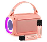 COZHYESS Mini Karaoke Machine for Kids Adults, Portable Bluetooth Speaker, with 2PCS Wireless Microphones, Toddler Microphone Toys, for Girls and Boys Birthday Party Home KTV (Pink)