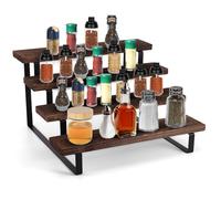 COZHYESS Spice Rack Kitchen Cabinet Organizer, 4-Tier Extendable Spice Holder, Stackable, Step Spice Storage Holder for Kitchen Cabinet, Pantry, Cupboard, Countertop
