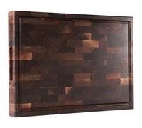Cozifa American Dark Walnut Wood Cutting Board 17"x12"x1.6" for Kitchen with Juice Groove, Inner Handles, Gift Box Packaging and End Grain Butcher Block Finished with Linseed Oil, Beeswax & Lemon Oil