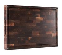 Cozifa American Dark Walnut Wood Cutting Board 17"x12"x1.6" for Kitchen with Juice Groove, Inner Handles, Gift Box Packaging and End Grain Butcher Block Finished with Linseed Oil, Beeswax & Lemon Oil
