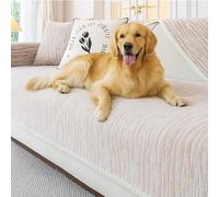 COZIHN Chenille Sofa Cushion Cover 1/2/3/4 Seater Non-Slip Soft Washable Pet-Friendly Modular Slipcover, L-Shape, Corner Sofas For Home, RV, Caravan, Motorhome (Golden Brown,90x90cm)