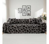 COZIHN Vintage Style Faux Rabbit Fur Sofa Cover, 2-5 Seater Large Sofa Throws, Thick Warm Anti-Scratch Pet Couch Protector for Corner L Shape Settee (Grey,180 * 480cm)